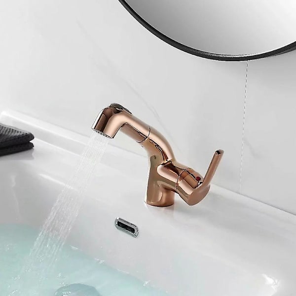 Rose Gold kylpyhuoneen pesuallashana ulosvedettävällä käsisuihkulla