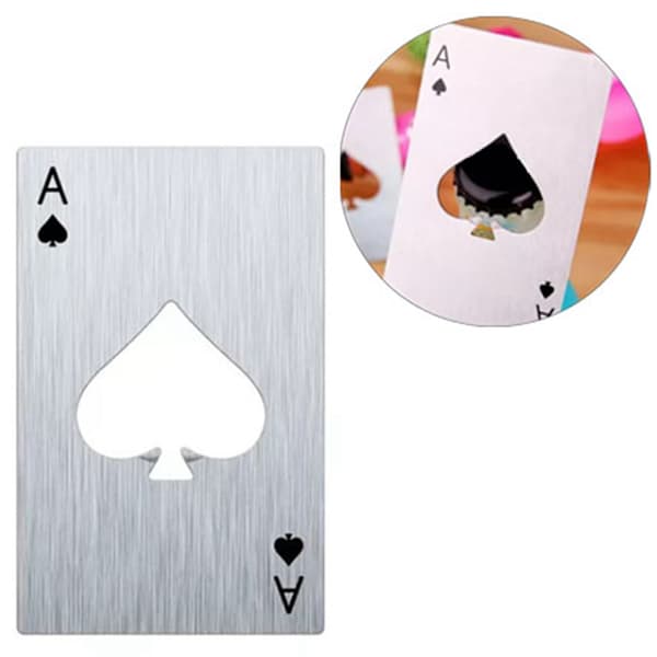 20 stk. Pokerkort Flaskeåbner Es Pokerformet Rustfrit Stål Ølflaskeåbner til Barfest