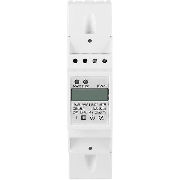Enfas 2-trådig KWh DIN-skena elmätare med digital LCD-skärm - 10 (40) A