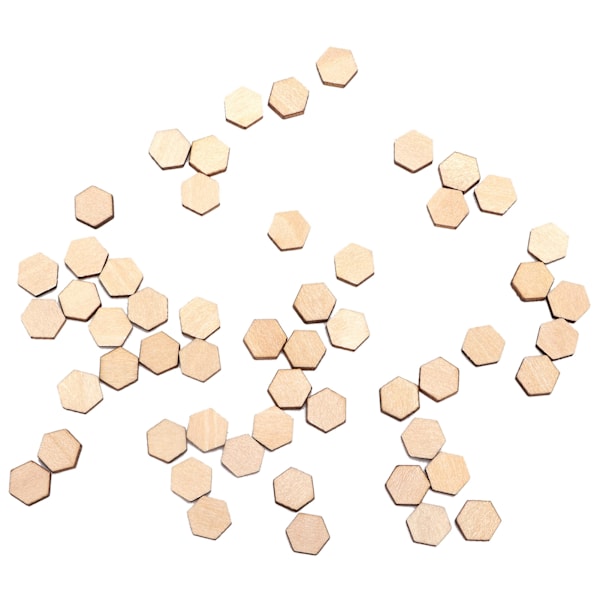 600 st träblock 0,4 tum robusta hållbara säkra Doodle-dekoration träflis hexagon för födelsedag bröllop