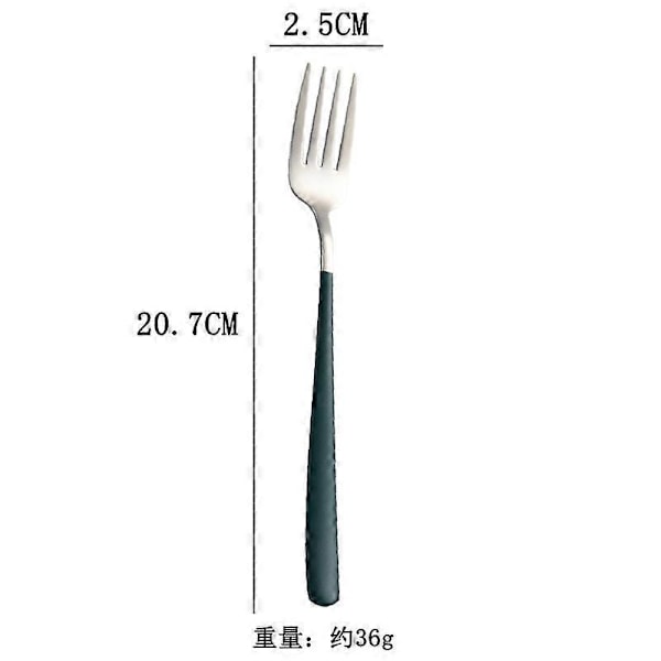 6-delars gaffel i rostfritt stål, koreansk hushållsmodell, långt handtag, salladsgaffel, biffgaffel, fruktgaffel, kreativ västerländsk bordsutrustning, silvergrön