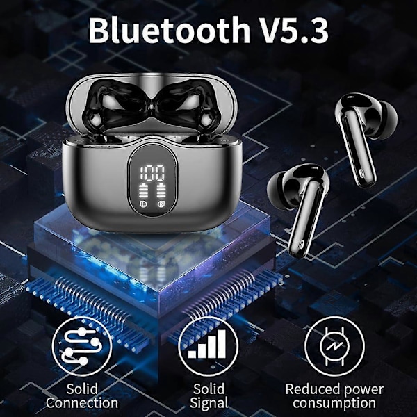 In-ear Bluetooth 5.3 Hörlurar med 4 ENC Brusreducerande Mikrofoner (Svart)