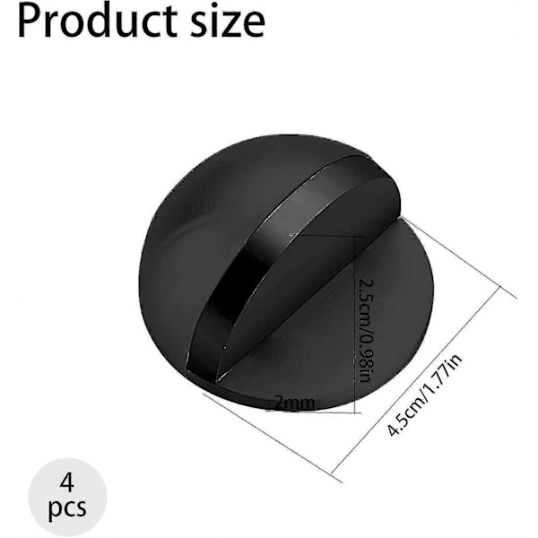 4 Stykker Gulv Dørstopper i Rustfritt Stål Oval Selvklebende Dørstopper med Selvklebende Puter Ingen Boring Nødvendig, Svart