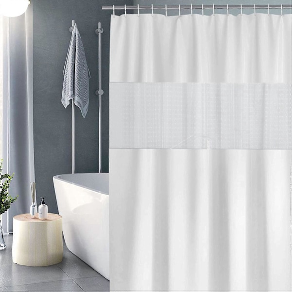 Duschdraperi 180x180cm Vattentätt Halvtransparent EVA Badrumsdraperi för Badrum - Vit