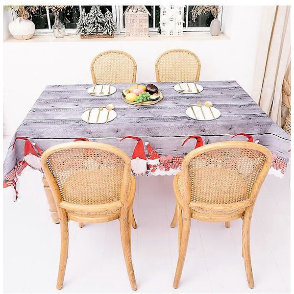 Rektangulær Juleduk Polyester 144 * 180m Juletremønster for Juleborddekorasjon Trykt Juleduk Absorberende Duk