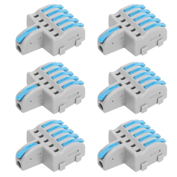 20 stk. SPL lynkobling 1 ind 5 ud PushType splitter kobber og PC-materiale ledningsterminal (blå)