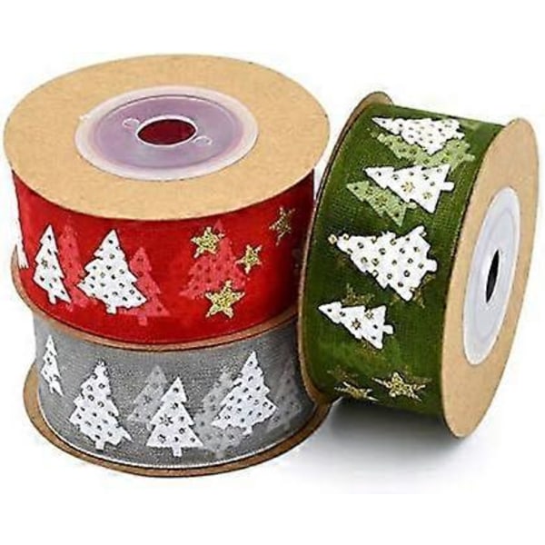 Set med 2 Julband Paljetter Design Julelement 2,5 cm x 5 m (Grå, Grön)