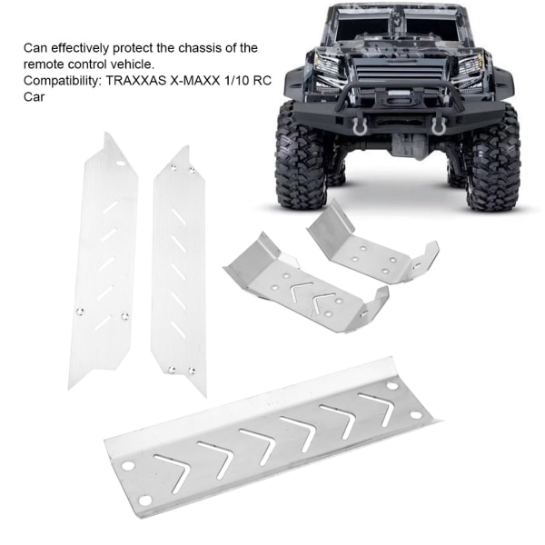 5 st rostfritt stål chassi skyddsplatta Board Protector Passar för TRAXXAS X-MAXX 1/10 RC bil