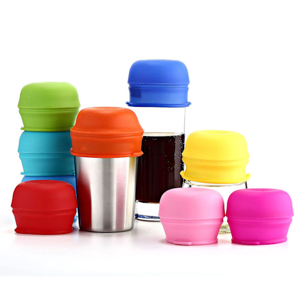 Återanvändbara silikonhalmlock för resor - BPA-fria, spillsäkra, 4-pack (rosa, gul, grön, blå)