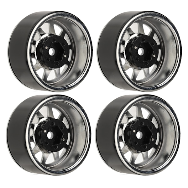 4PCS RC Hjulnav Set Zinklegering Stål Universal 1,9 Tum 10 Fälgar RC Crawler Bilhjulnav för Axial SCX10 II III Silver