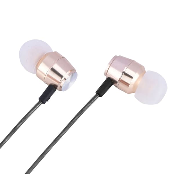 Kablet øretelefon med dobbel jernring, 5D stereo surroundlyd, in-ear ørepropper, gull