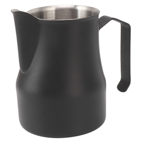 Melkeskummerkopp 304 Rustfritt Stål Tute Munn Skala Kaffe Latte Melkeskummerkopp for Arbeidskontor Matt Svart 550ml