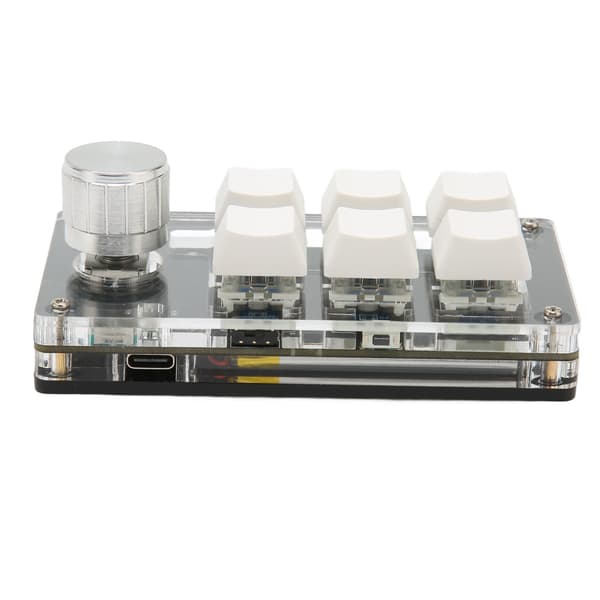 6-tasters mini-tastatur med knap, blå kontakt, kablet USB trådløs Bluetooth dobbelt tilstand forbindelse, DIY programmerbart mekanisk tastatur hvid