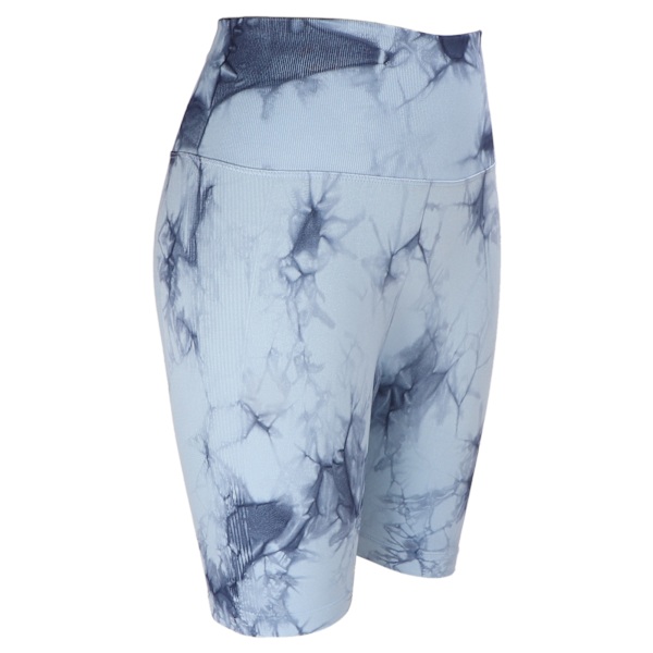 Yogashorts Högmidjad slipsfärgning Stretchy Slim Fit Ocean Blue Workout Yogashorts för träning M
