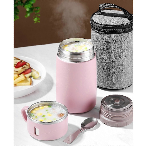 Matlådor Isolerad Matbehållare Stor Kapacitet Värmebevarande Rostfritt Stål Portabel Hållbar 800ml Kokkärl Zekai Rosa