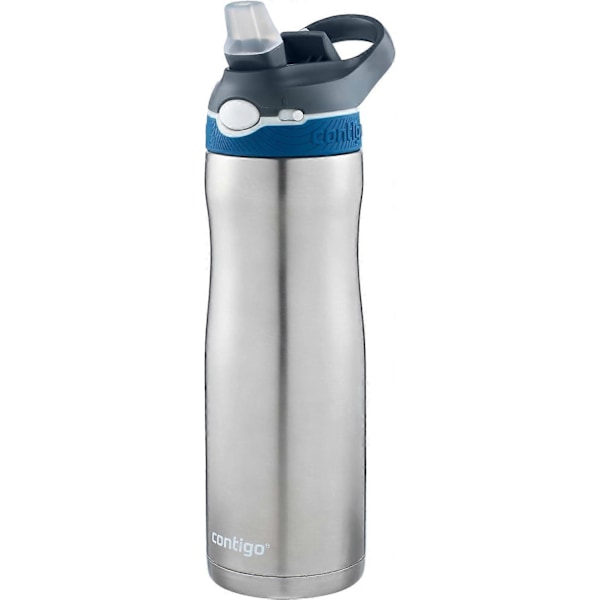 Vandflaske med Flip-Sugerør, Termisk Drikkeflaske i Rustfrit Stål, Termokande, Lækagesikker Gymnastikflaske, 590 ml