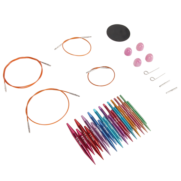 Cirkulär set 3 till 8 mm Utbytbar blandade färger Set med förvaringsväska för hantverk