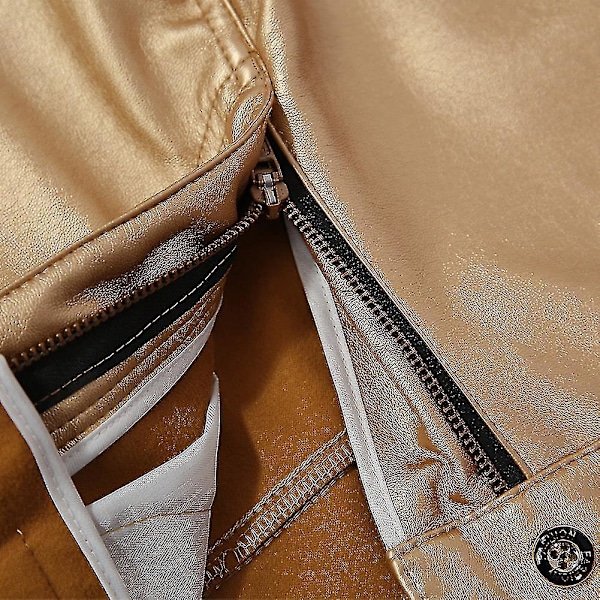 Youthup Gold Faux Leather Stretch Pants för män EU 35