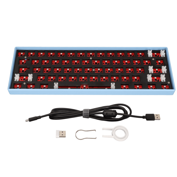 61 taster Mekanisk tastatur DIY Kit Support Trådløs 2.4G BT 3.0 5.0 Type C Kabelført modulært Mekanisk Gaming Keyboard med RGB Blå