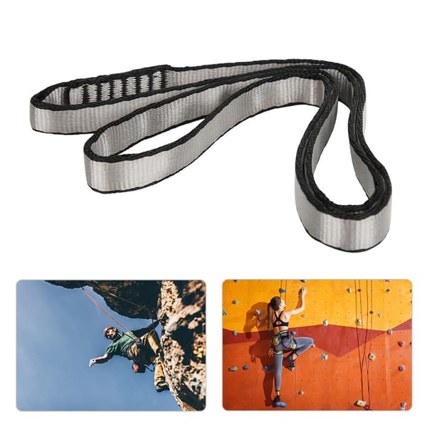 22KN / 4840lb 16mm Polyester Klatrebælte Sling Cord til Bjergbestigning Rappelling Vandring Nødgrå