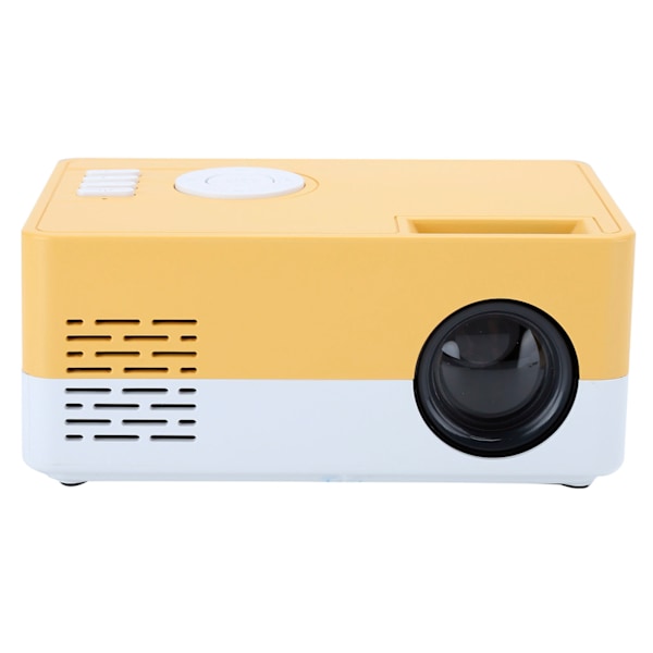 Mini bærbar projektor LED hjemmekino videomediespiller projektor med stativ 100‑240V hvit gul EU-plugg
