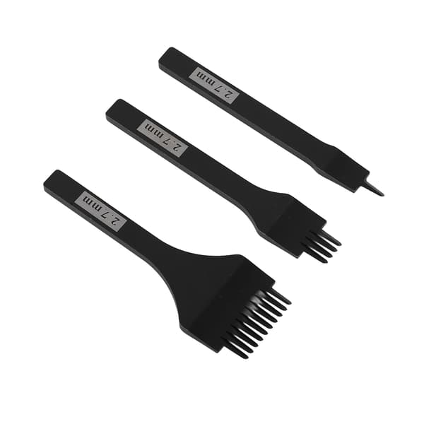 3 stk. lædergaffelmeisel 2,7 mm sort blankt håndtak gaffelmeisel lærhullverktøy for DIY lærhåndverk
