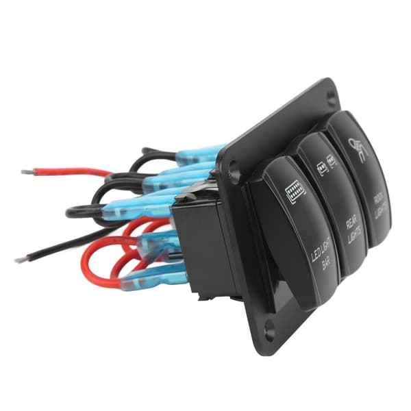5Pin 3 Gang vippebryterpanel LED-lysbryter Blå bakgrunnsbelysning DC12-24V for marinebåt bil ATV UTV