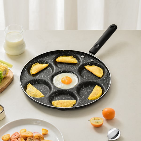 Stekpanna med 7 hål, non-stick, för stekta ägg, hamburgerform, hushållskök, köksredskap