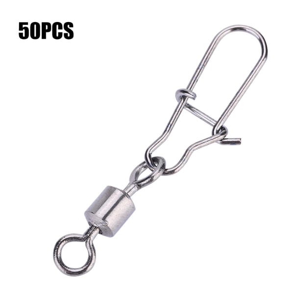50 STK 2# 4# 5# 6# 8# Fishing Connector Pin Bearing Rolling Swivel Rustfrit Stål