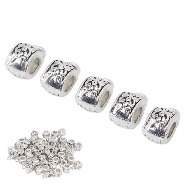 50 st skäggpärlor i legering, dreadlockspärlor, gör-det-själv-tillbehör för flätor, armband och halsband