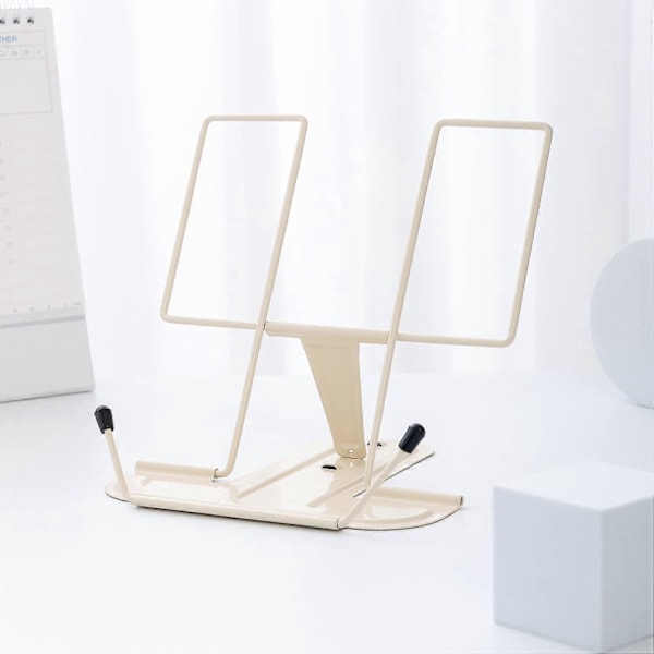 Bokstöd för läsning, Bokstöd för kök, Justerbar metallhållare för skrivbord Lärobok Material Tablet Bokstöd för display (Beige)