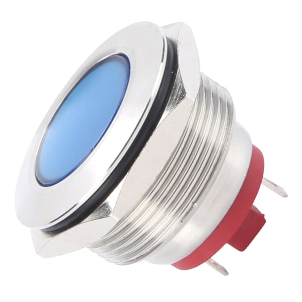LED-indikator 22 mm förnicklad mässing metall universell vattentät stift blå signallamp 6 V blå