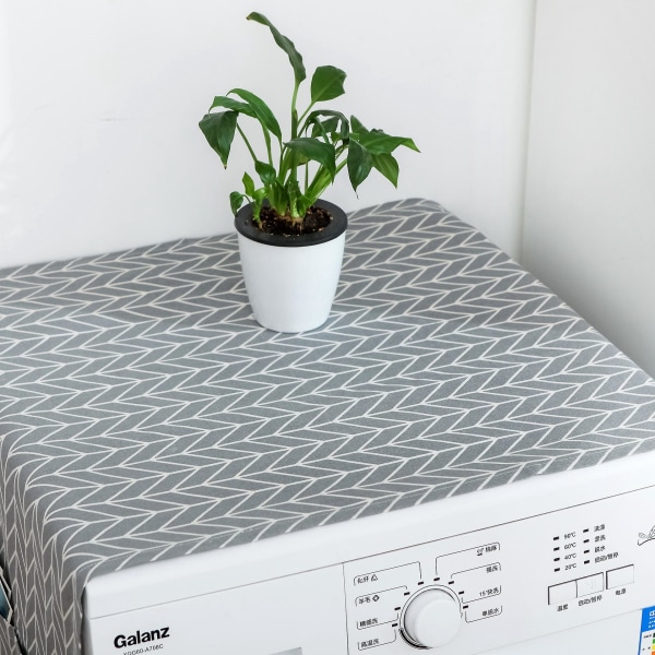 Universelt bomullsdeksel for vaskemaskin og tørketrommel med 6 oppbevaringslommer for kjøkken- og badinnredning