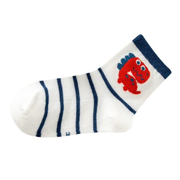 5 par barnsockor mjuka andningsbara mesh bomullssockor mid calf pojksocka söta tecknade barnstrumpor för dagliga sporter L