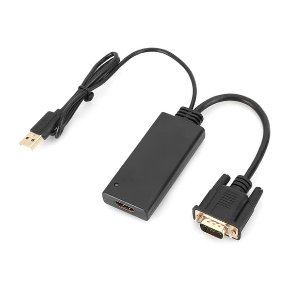 ABS svart VGA til HDMI-konverter USB med lydsvitsjeradapter for datamaskin PC bærbar DVD svart
