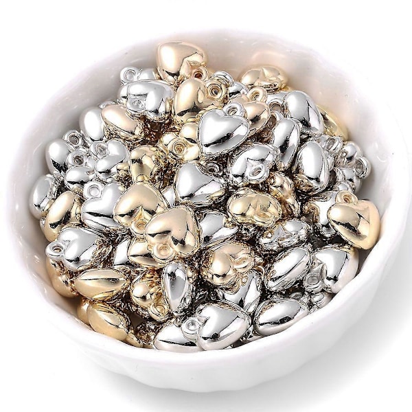 iYOE 50 stk. 6-18mm Guld Hjerte Spacer Perler til Armbånd Øreringe Halskæder DIY Smykkefremstilling whitek 10x12mm
