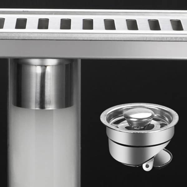 Dusjsluk Langt Deodorant i Rustfritt Stål Avtakbart Gulvsluk for Bad Hotell 40cm Sidedrenering