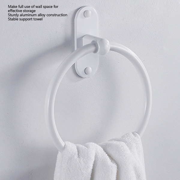 Håndklædeholder til badeværelse i aluminiumlegering, pladsbesparende, hvid, elegant stil, håndklæderinge til hotel
