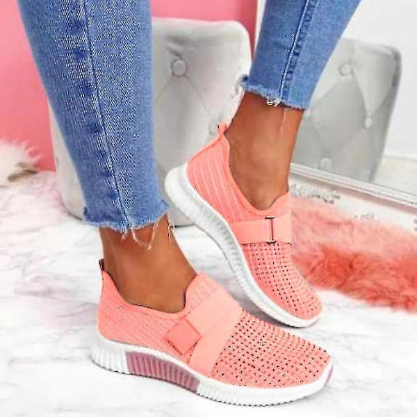 Women's Fashion Slip-on Platform Sneakers with Orthopedic Sole - Light Pink