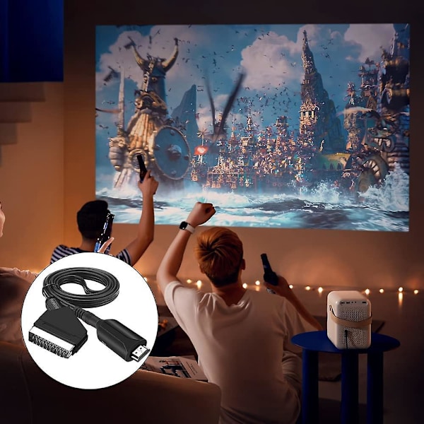 Scart til HDMI Audio/Video Konverter, SCART til HDMI Konverter, til HD TV-skærm, STB Projektor, VHS, Xbox, PS3, Sky Blu-Ray DVD Afspiller