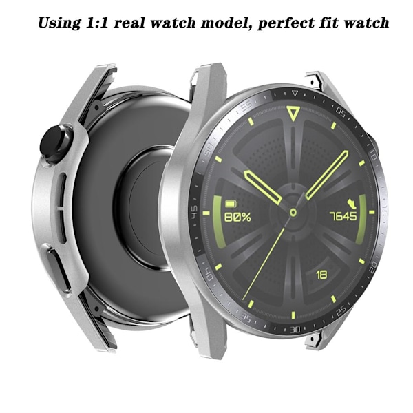 PC-ram PC-ram härdat glasfodral kompatibelt med Huawei Watch GT3 42mm/46mm Smartwatch stöttåliga fodral