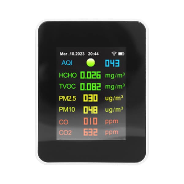 9 i 1 Luftkvalitetsmåler WiFi Luftdetektor Farve LCD Digital Display Multifunktionel Indendørs Testmåler