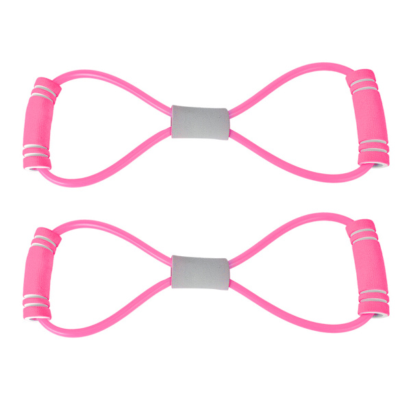 2st 8-format dragrep Bröstexpanderare elasticitetsbälte Stretching rem Yoga Fitness rosa