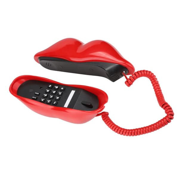 WX 3061 Multifunktionell söt läppformad telefon Skrivbordstelefon Heminredningsset Röd