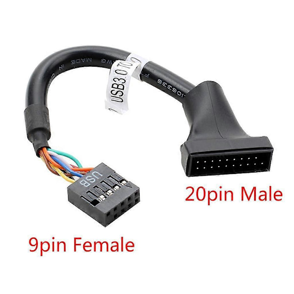 Usb 3.0 19-nastainen uros - naaras Usb 2.0 9-nastainen emolevyn koteloadapterikaapeli