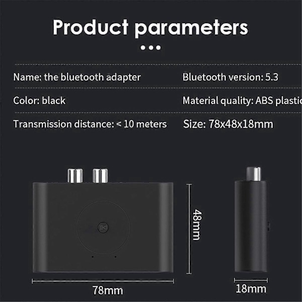 Bluetooth 5.3 Audio Receiver Jack Stereo Musik Trådløs Adapter