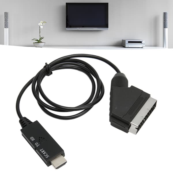SCART til HD Multimedia Interface Konverter HD 1080P SCART til HD Multimedia Interface Adapterkabel for Lyd Video DC 5V