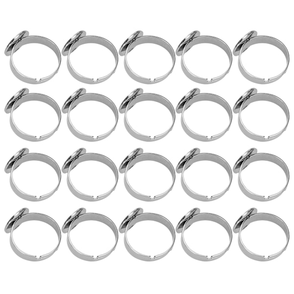 20 stk flate ringbaser justerbar rustfritt stål halvferdig DIY smykker tilbehør 12mm