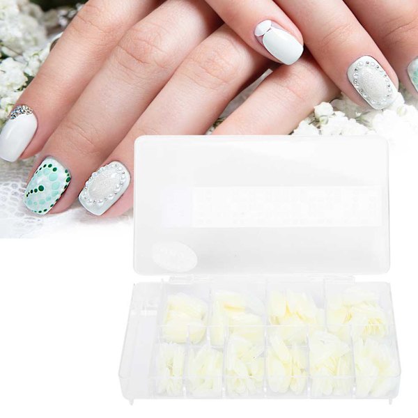 500 kpl Ammattimainen tee-se-itse akryyli UV-geeli Fake Nail Art Tips -työkalu laatikolla 500 kpl luonnollista väriä