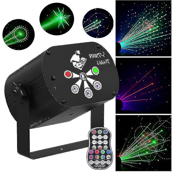 RGB LED Klubb Fest DJ KTV Disco Lys Projektor - 480 Mønster UV Strobe Laser Scenelys med Fjernkontroll og USB Strøm